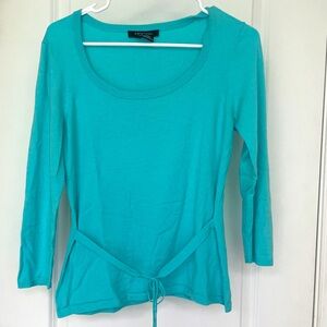 Etcetera Teal Lightweight Sweater Tie Accent Medium Womens Size M Medium Spring
